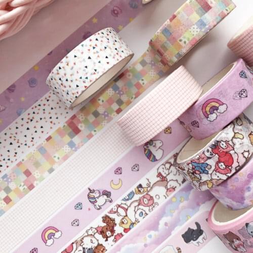 1Pcs Cartoon Decoration Tape Cute Paper Washi Tape Masking Tape Creative Scrapbooking Stationary Kawaii School Supplies