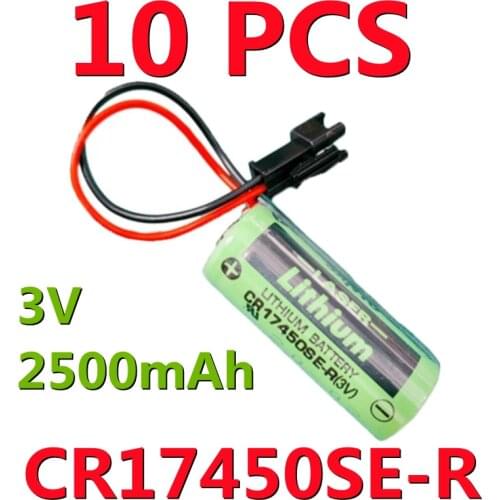 10 PCS New CR17450SE-R (3V) CR17450 For SANYO CR17450SE with resistance PLC lithium battery with Black Connector