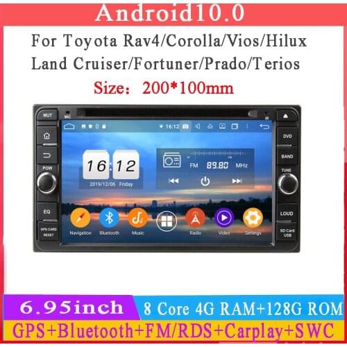100*200 MM size car dvd player for toyota universal Rav4 Corolla Vios Hilux Land Cruiser car audio stereo built in wifi RDS