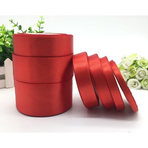 25 Yards 6 10 15 20 25 38 50mm Red Silk Satin Ribbon For Wedding Party Decoration Invitation Card Gift Wrapping Supplies