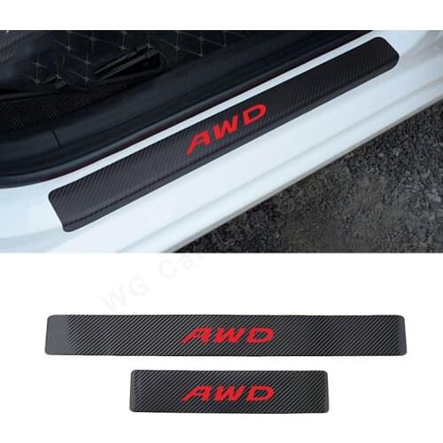 Car Decoration Sticker For Volvo Awd Carbon Fiber Auto Door Scuff Plate Stickers Interior Accessories 4Pcs