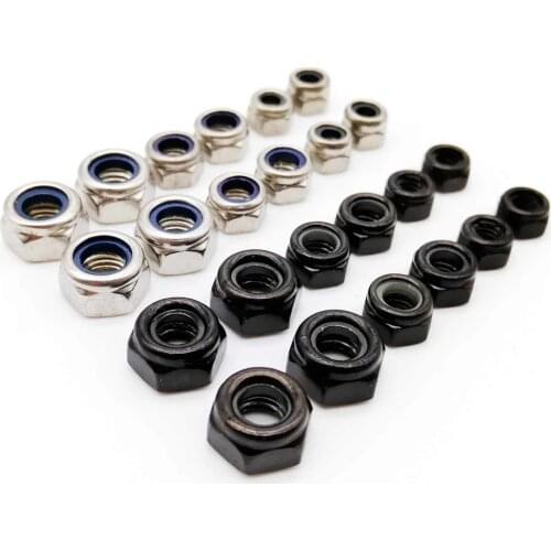 50X M2 M2.5 M3 M4 M5 M6 304 Stainless Steel Carbon Steel Black Zinc-plated Hex Nylon Insert Lock Nut Self-locking Nylock Locknut