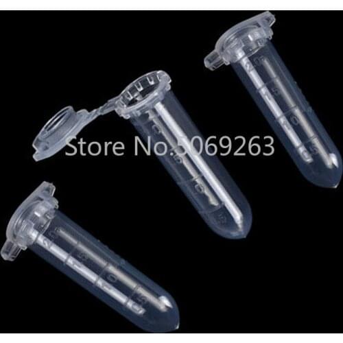 500pcs/lot 2ml Affordable Laboratory Clear Mark Printed V-shape Scaled Plastic Centrifuge Tube