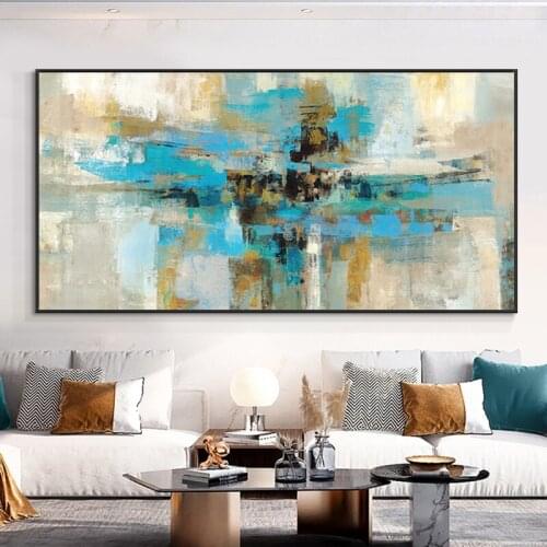 Abstract Blue Canvas Painting Scandinavian Posters and Prints Nordic Modern Wall Art Picture for Living Room Decor