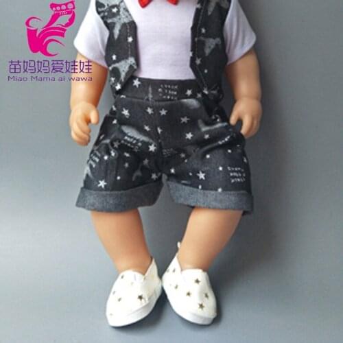 White shirt Straps pants with red tie Fits for 43cm Baby baby Doll for Baby Girl Chritsmas gifts