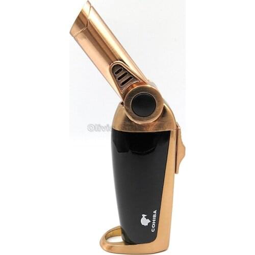 COHIBA Rotating Jet Nozzle Cigar Lighter Table 1 Torch Jet Flame Butane Gas Cigarette Tobacco Lighter Windproof Smoking Tool