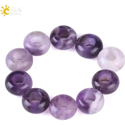 CSJA Big Hole Beads for Jewelry Making Natural Stone 14mm Spacer Bead Women Men Bracelet Necklace Pendant Accessories 10pcs F423