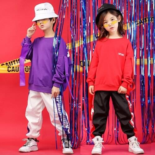 Kids Hip Hop Clothing Casual Shirt Sweatshirt Tops Jogger Pants for Girls Boys Jazz Dance Costumes Ballroom Dancing Clothes Wear