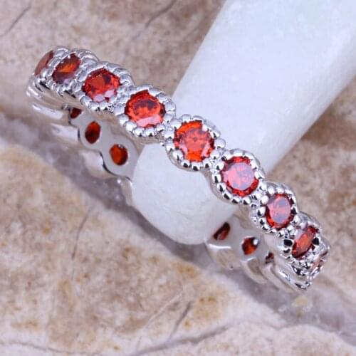 Fantastic Red Garnet Silver Plated Fashion Fine Ring Size 5 / 6 / 7 / 8 / 9 R0001