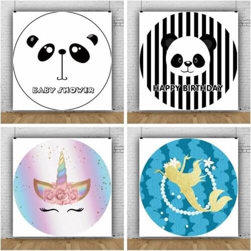 Newborn Baby Shower Kids Birthday Circle Photo Background Panda Unicorn Mermaid Girl Boy Photography Backdrops