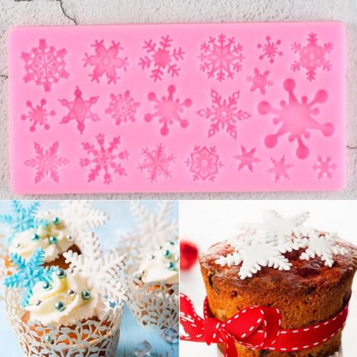 Christmas Snowflake Silicone Mold DIY Cupcake Topper Fondant Cake Decorating Tools Candy Resin Clay Chocolate Gumpaste Moulds
