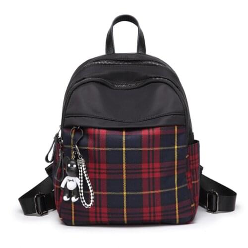 Plaid Backpack Women Oxford Fashion Teenage School Bags Youth Student Girls Large Capacity Bag