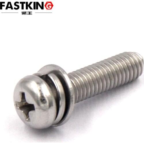 25Pcs GB9074.4 M5 M8 316 Stainless Steel Cross Recessed Pan Head Screws Lock Washer And Plain Washers Assemblies