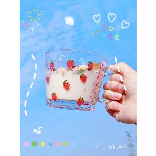 Lovely Glass Cup With Cover And Scale Breakfast Oatmeal Milk Mug Cereal Water Cups Coffee Tumbler Best Gift Очки اكواب Стекло