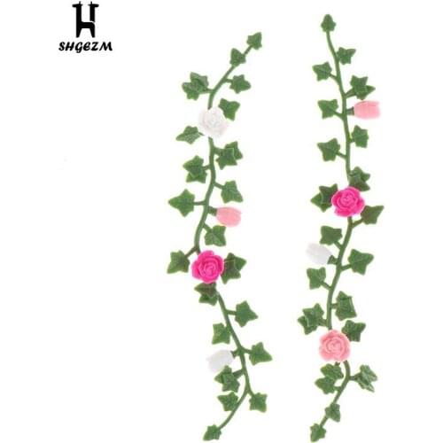 2Pcs 1:12 Miniature Rose Doll House Miniature Flower Vine Dollhouse Miniature Rose Flower Vine Climbing Rose Wattle Home Decor