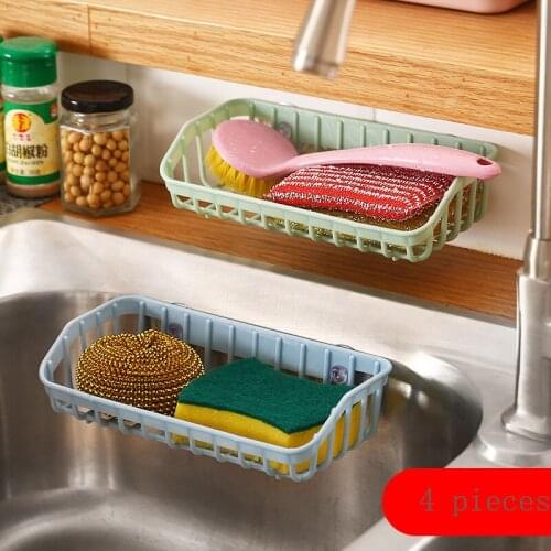 Multifunctional Durable Suction Cup Dishwashing Sponge Holder Hanging Storage Rack Drain Rack Sink Shelf Kitchen Accessories