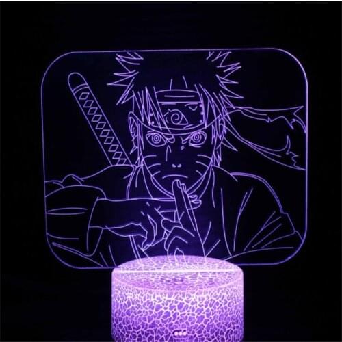 Naruto 3D LED Night Light Uchiha Sasuke Figure Kakashi Hatake Nightlight for Kids Bedroom Decor Touch Lamp Anime Table Lamp Gift