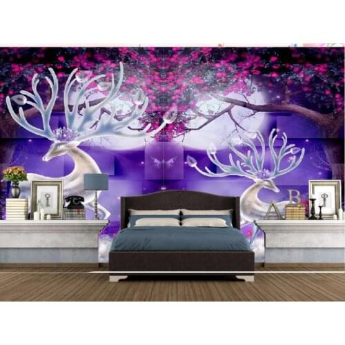 Custom mural on the wall 3d photo wallpaper Dreamy transparent sika deer home decor living room wallpaper for walls 3 d in rolls