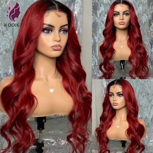 Ombre 99J Burgundy 13x4 Lace Front Wigs Brazilian Body Wave 4x4 Lace Closure Human Hair Wigs For Women Bleached Knots Baby Hair