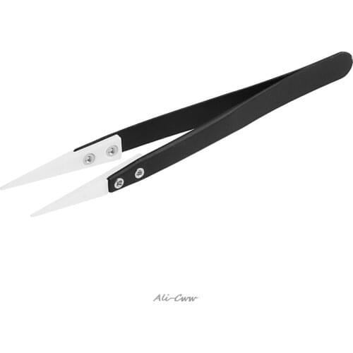 Ceramic Tips Tweezers Stainless Steel Handle Straight Aimed Tweezers For Coils