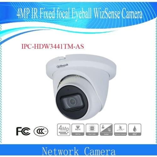 Fee shipping Dahua CCTV camera 4MP IR Fixed focal Eyeball WizSense Network Camera DH-IPC-HDW3441TM-AS Security IP Camera DAHUA