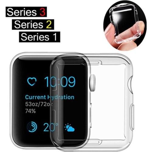 Transparent Soft Slim TPU Case for Apple Watch Series 3 2 1 Screen Protector Ultra-thin Plastic Soft Cover for iWatch 38mm/42mm