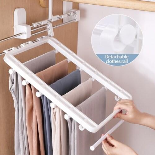 Household Foldable Stretch Trouser Rack Shelf Organizer Closet Organizers Hanger Thickened Storage Rack Hangers For Clothes