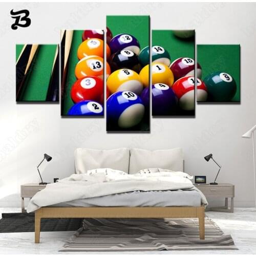 Modern Canvas Painting 5 Pieces Snooker Canvas Posters Prints Home Decoration Billiards Wall Art Picture for Child Bedroom Decor