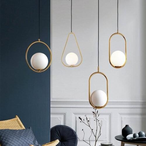 Modern LED Pendant Lights Nordic Minimalist Pendant Lamps Ceiling Decoration Glass Ball Lamp for Living Room Bedroom Dining Room