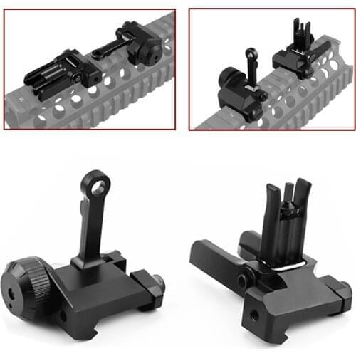 Tactical KAC Style 300M Flip Up Folding Backup Front Rear Iron Sight Set for Hunting MK18 Airsoft Accessory Fit For 20mm picati