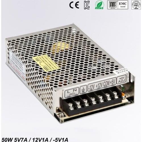 50W Triple Output dc power supply 5V 7A 12V 1A -5V 1A ac to dc power supply T-50A