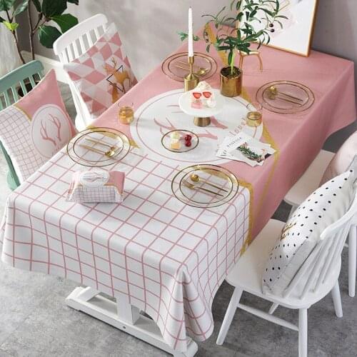 Pink Series Tablecloth Fabric Hipster Coffee Table TV Cabinet Tablecloth Rectangular Tablecloth