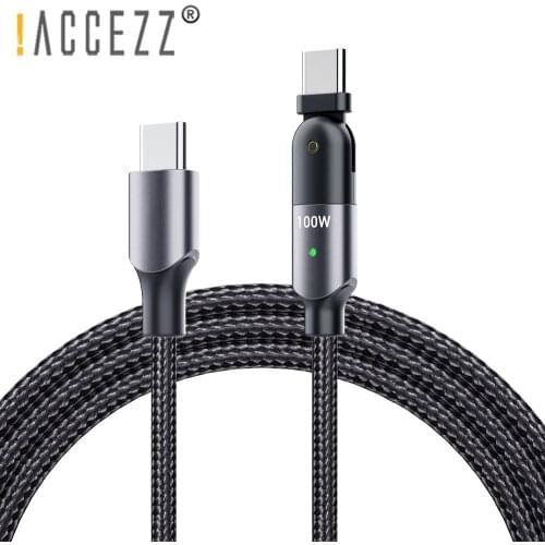 !ACCEZZ Rotate 60W/100W PD USB C To Type C Cable Quick Charger 4.0 Fast Charging Data Cord For Mackbook Pro Huawei P30 Samsung