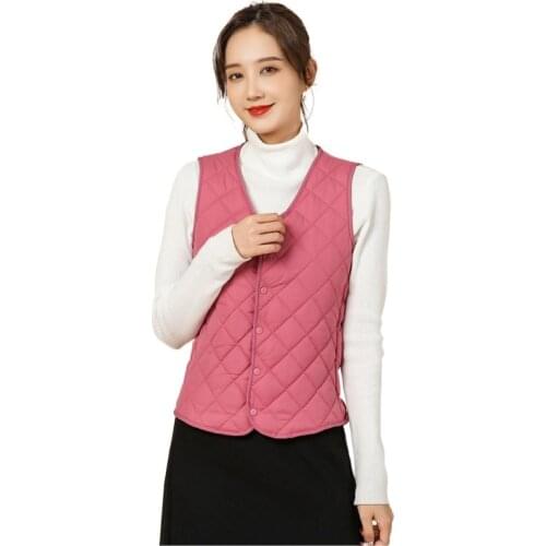 Womens Padded Cotton Vest, Solid Plus Size Clothing for Women , Woman Jacket for Winter , V-Neck Waistcoat Women