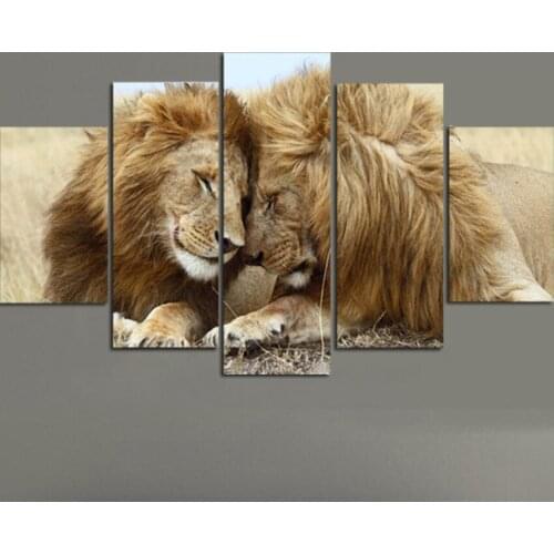 Animals two loverly lions oil painting HD print on canvas modern popular wall art painting pictures for living room decoration