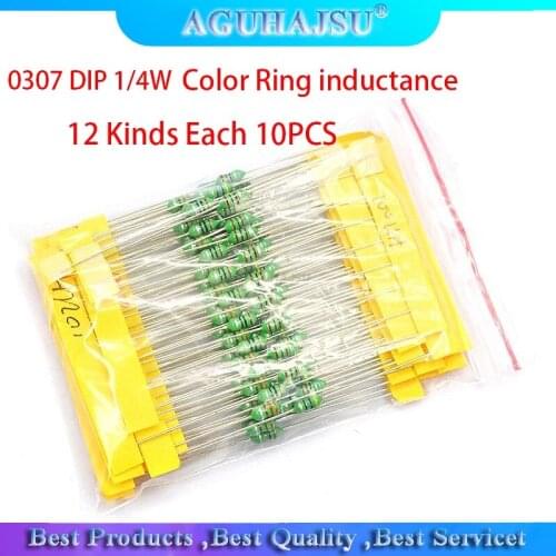 0307 DIP 1/4W 12 Kinds Color Ring inductance Each 10PCS Inductors Assorted Set Kit 1UH 10 22 33 47 100 150 220 330 470 560 1MUH