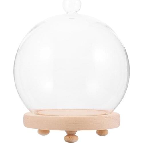 1 Set Round Shape Floral Glass Cover Fresh Flower Glass Bell Jar Gift Decoration