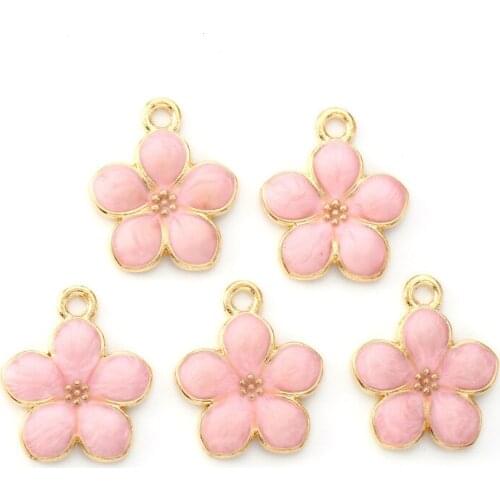 10pcs Small Flower Alloy Enamel Pendants Charms Cute DIY Earrings Necklace Jewelry Making Accessories Supplies 17x14.5x1.5mm