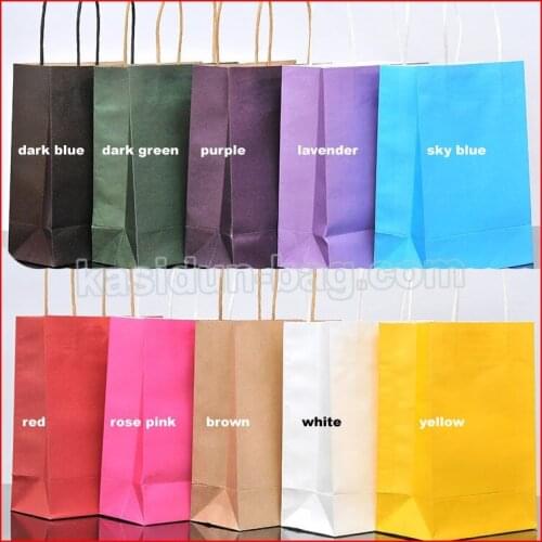 100pcs/lot) Wholesale kraft paper gift bags with handles