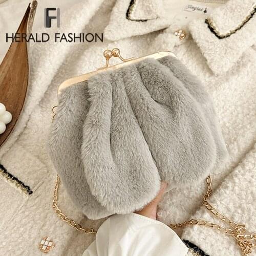 2020 Luxury Designer Women Handbags Faux Mink Fur Plush Ladies Shoulder Chain Bags Fashion Female Crossbody Bag Clutch Purse