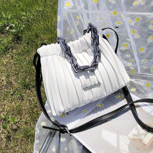 2021 Brand Designer Women Bags Drawstring Bucket Bag With Thick Chain Crossbody Bag Branded Womens Small Handbag