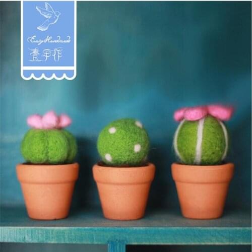 3pcs together Meat plant potted plants wool needlepoint kit wool felt needle felting keychain craft needlecraft DIY handmade