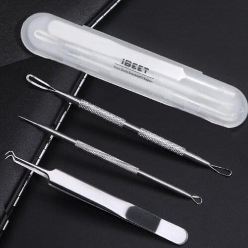 3pcs Acne Comedone Black Spot Removal Tools Face Blackhead Needles Clipper Stainless Steel Skin Care Cleaner Remover Kits PPMP01