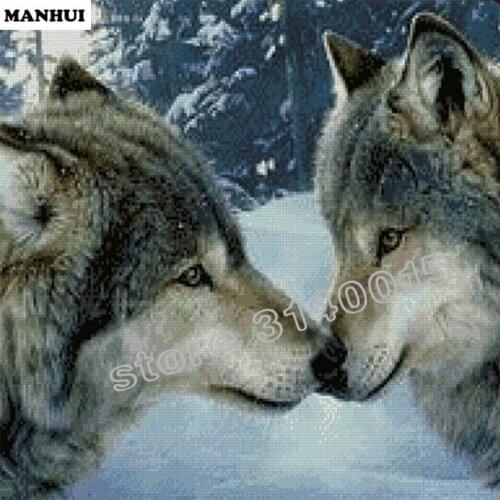 5D Diamond Painting Couple wolf kiss Diy Diamond Embroidery Square Diamond Mosaic Pasted Cross Stitch Craft Needlework BFC084