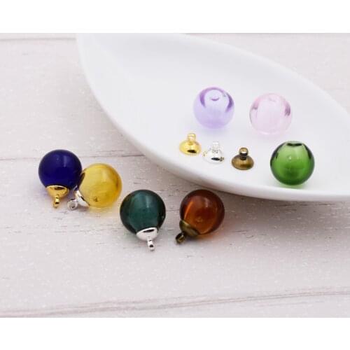 7X Diffuser Perfume Refillable 16mm glass ball 8mm cap set handmade Essential Oil Aromatherapy Bottle jewelry glass pendant