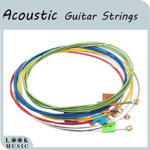 Alice AW435C 6Pcs/Set Acoustic Guitar Strings Rainbow Colorful Guitar Strings E-A For Acoustic Folk Classic Guitar Multi Color