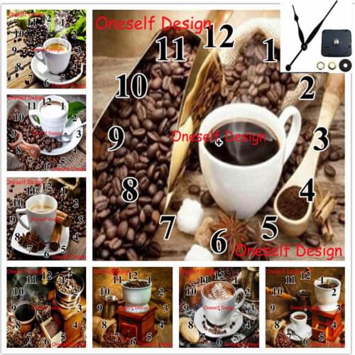 Diamond mosaic sale wall sticker 5d diamond embroidery full clock coffee 5d diamond painting cross stitch with Mechanical clock