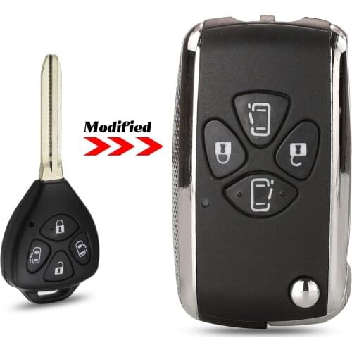 Jingyuqin Modified 4Buttons Flip Remote Key Shell Fob Case For Toyota Alphard Corolla RAV4 Yaris Prado Camry Crown Avalon