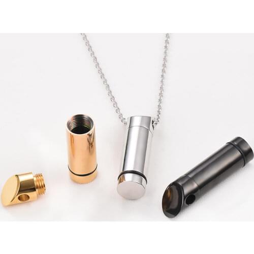 Stainless Steel Holder Cylinder Urns Pendant Jewelry Memory Necklace Keepsake Necklace