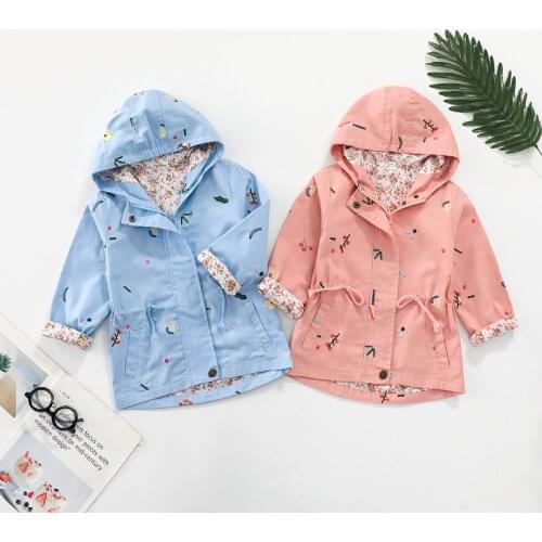 Kids Girl trench Hooded Coat Children Long Sleeve jackets Girls Cute Tops Cotton Clothing Outerwears CLY043